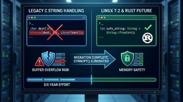 Linux 7.2 Removes strncpy After 37 Years of C Safety Debt