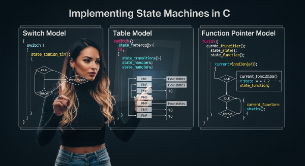 Implementing State Machines in C: Switch, Table, and Function Pointer Models