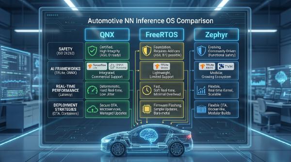 Automotive AI RTOS Comparison: QNX vs FreeRTOS vs Zephyr