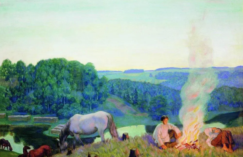 Fireplace (Night) | Boris Kustodiev